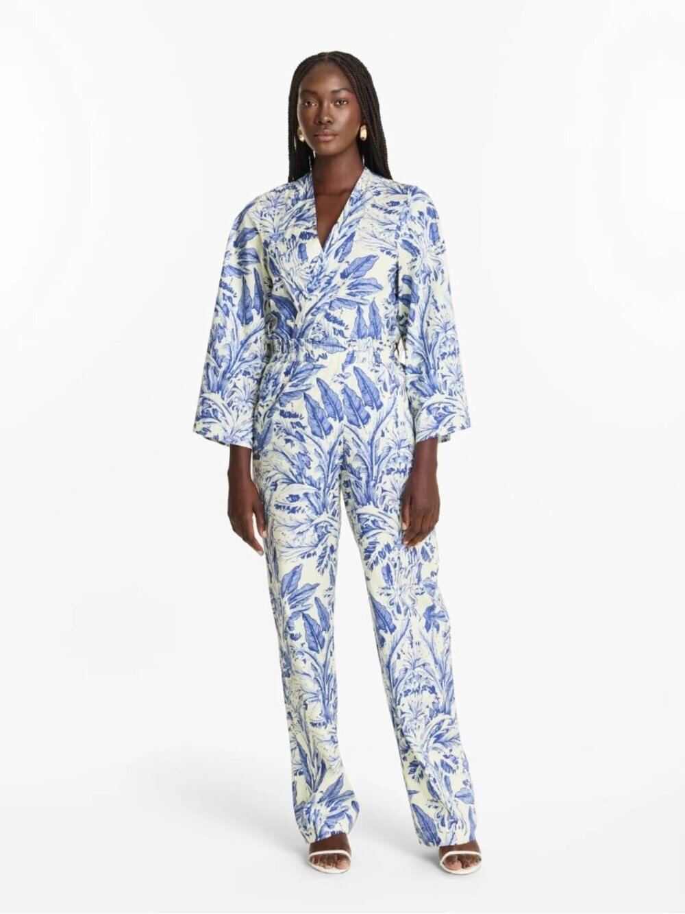 Diarrablu Printed Cotton Poplin Leer Pants Toile Blu Womens Size Small